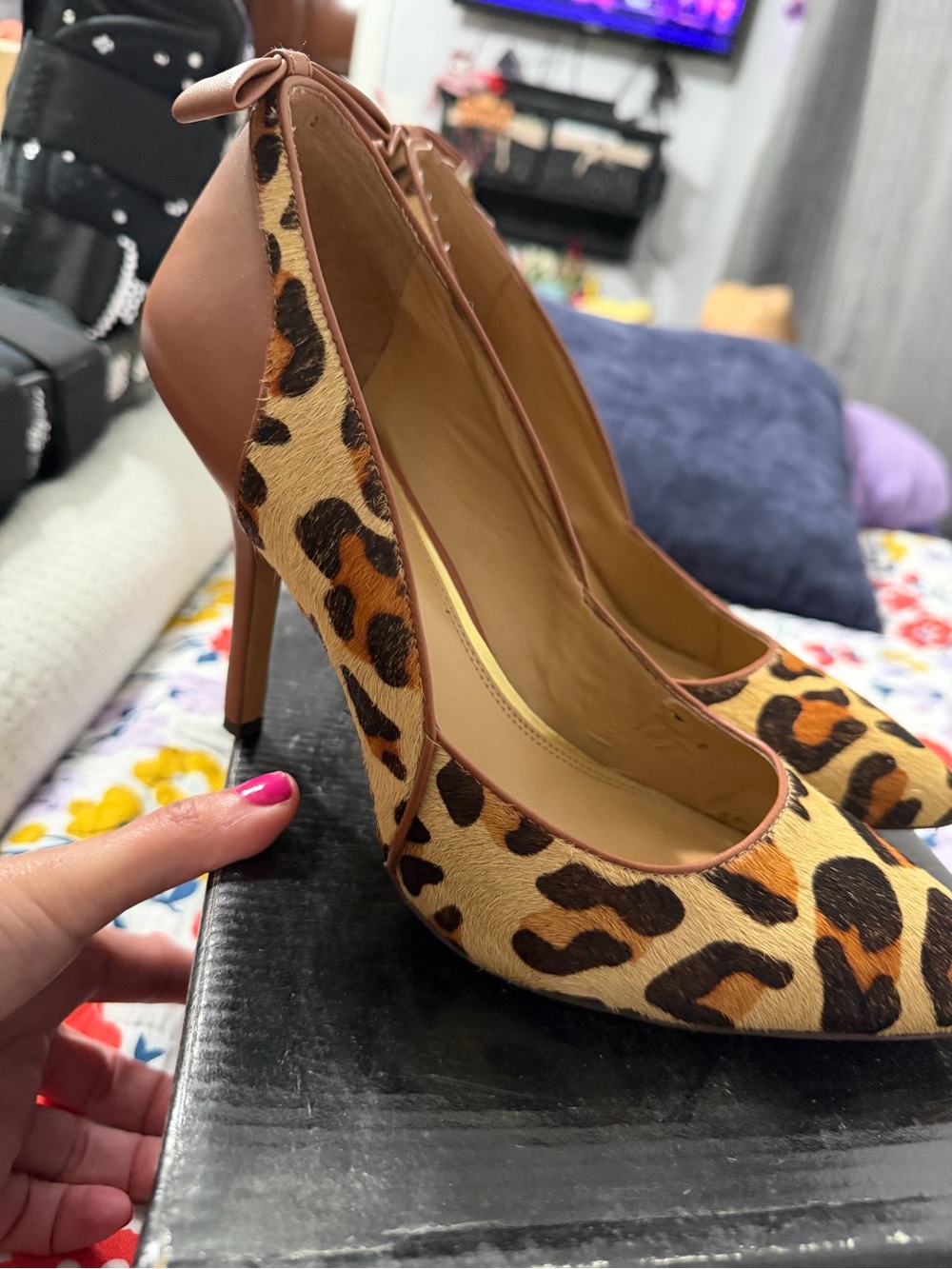 Women’s Leopard Print Pointed Toe High Heels - Brown